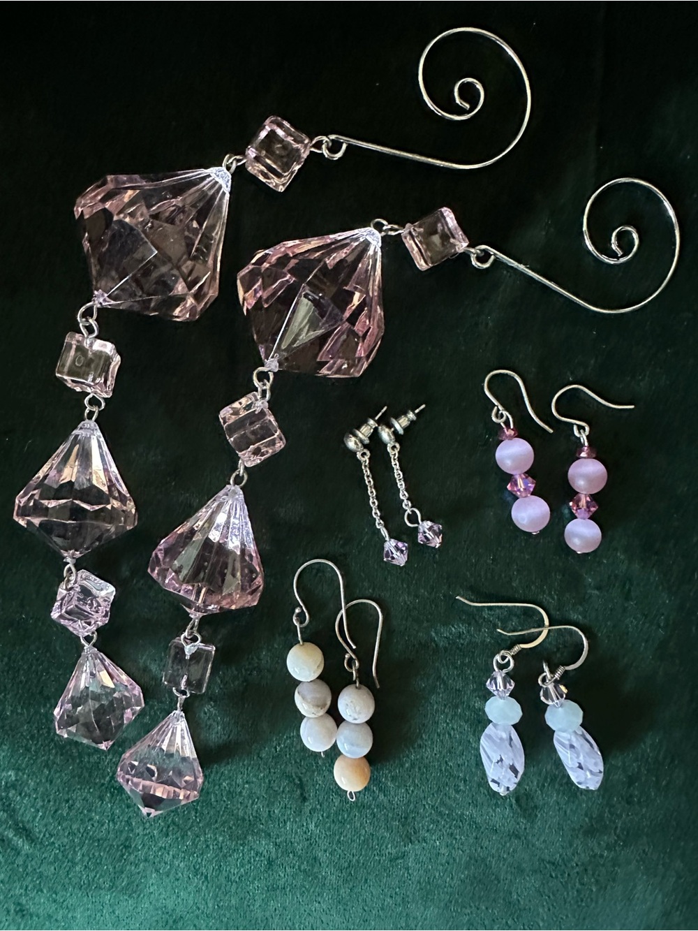 Pink Crystal Drop Statement Earrings Lot - Pretty and sweet!